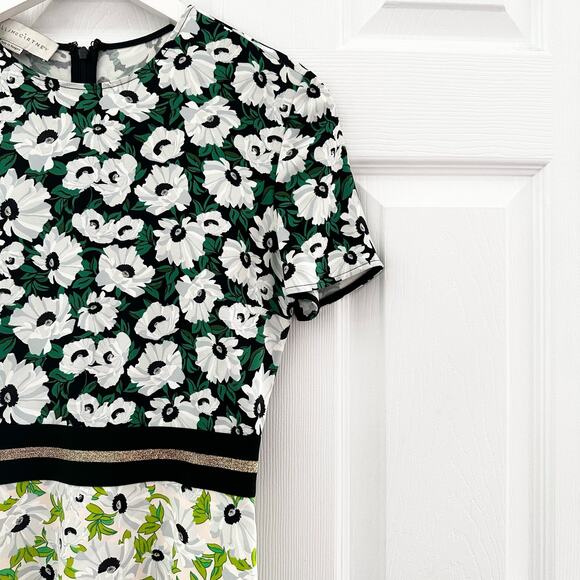 Stella McCartney Green White Petra Floral Print Dress Fit Flare 36 0/2 XS - Picture 7 of 14